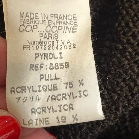 Cop. Copine Brown Patch Pocket Side Zipper Funky Sweater with Hood sz L - Picture 10 of 11